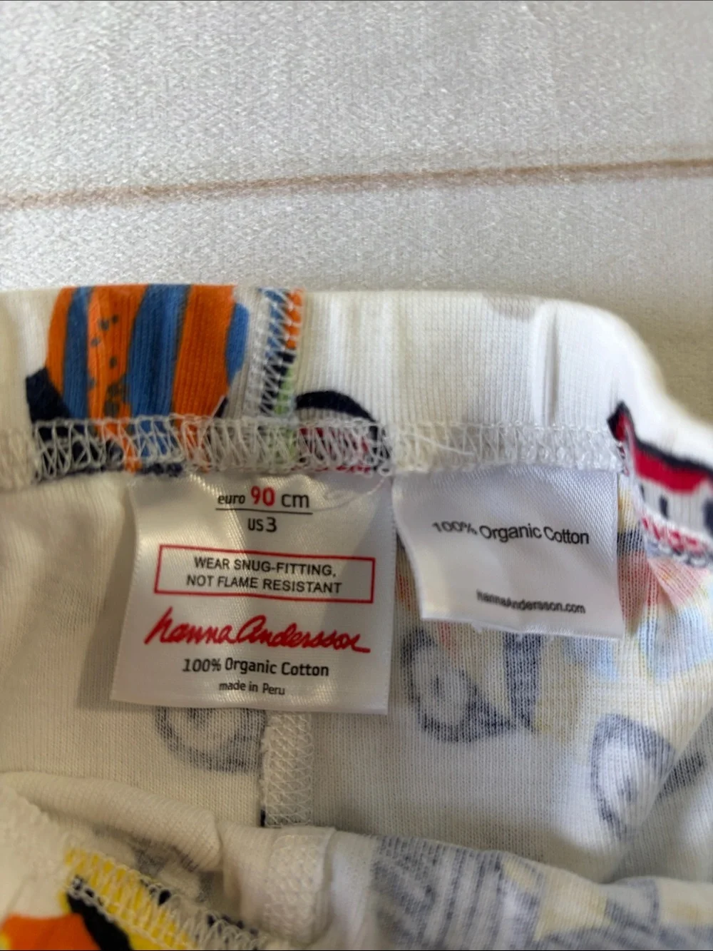 Hanna Andersson Kids Construction Vehicle Pajama Set - White with Blue Trim